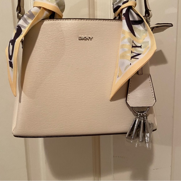 DKNY Paige Small Satchel R21DL465 Crossbody Strap and Double Handle With Scarf - Picture 6 of 13